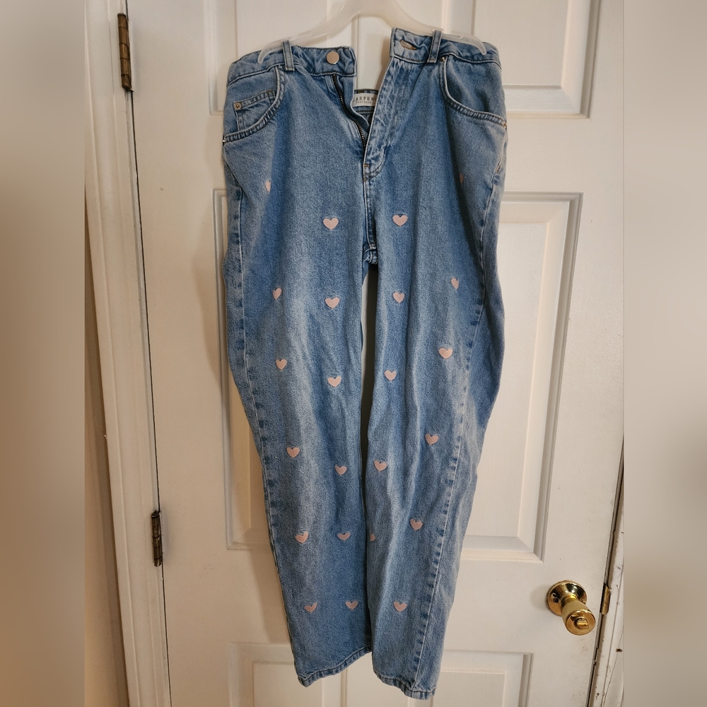 Heart Patterned Blue Jeans